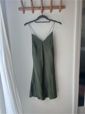 Honeydove Silk Nightgown in Forest Green, size S